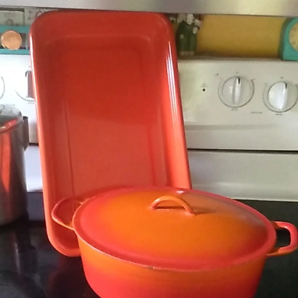 DUTCH OVEN ROASTER w/LID FLAME 🔥 ORANGE Vintage NPLVC